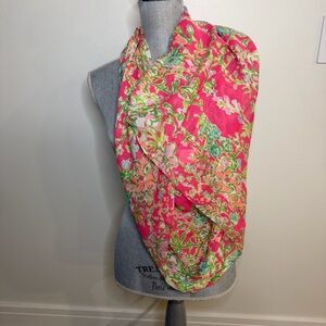 Lilly Pulitzer Pink and Green Floral large infinity scarf / wrap